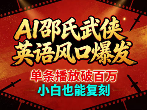 AI邵氏武侠英语风口爆发，单条播放破百万，小白也能复刻-知行阁轻创网-分享网络赚钱项目-全网首发副业项目实操平台-副业创业项目网