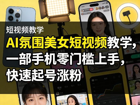 AI氛围美女短视频教学，一部手机零门槛上手，快速起号涨粉-知行阁轻创网-分享网络赚钱项目-全网首发副业项目实操平台-副业创业项目网