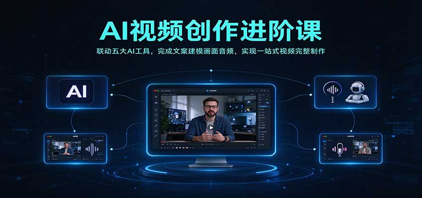 AI视频创作进阶课：联动五大AI工具，完成文案建模画面音频，实现一站式视频完整制作-知行阁轻创网-分享网络赚钱项目-全网首发副业项目实操平台-副业创业项目网