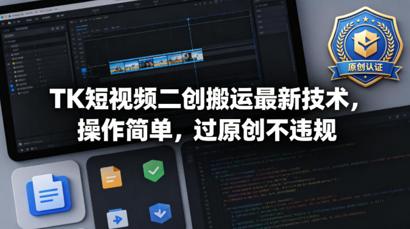 TK短视频二创搬运最新技术，操作简单，过原创不违规-知行阁轻创网-分享网络赚钱项目-全网首发副业项目实操平台-副业创业项目网