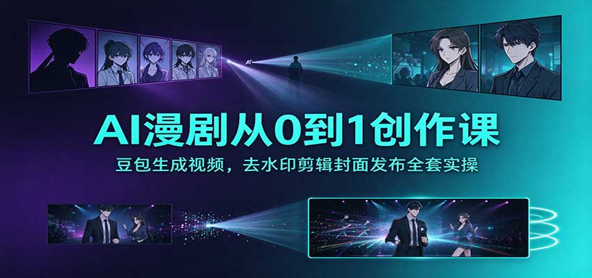 AI漫剧从0到1创作课:豆包生成视频,去水印剪辑封面发布全套实操-知行阁轻创网-分享网络赚钱项目-全网首发副业项目实操平台-副业创业项目网