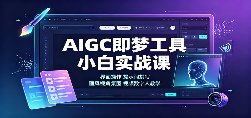 AIGC即梦工具小白实战课：界面操作，提示词撰写，画风视角氛围视频数字人教学-知行阁轻创网-分享网络赚钱项目-全网首发副业项目实操平台-副业创业项目网