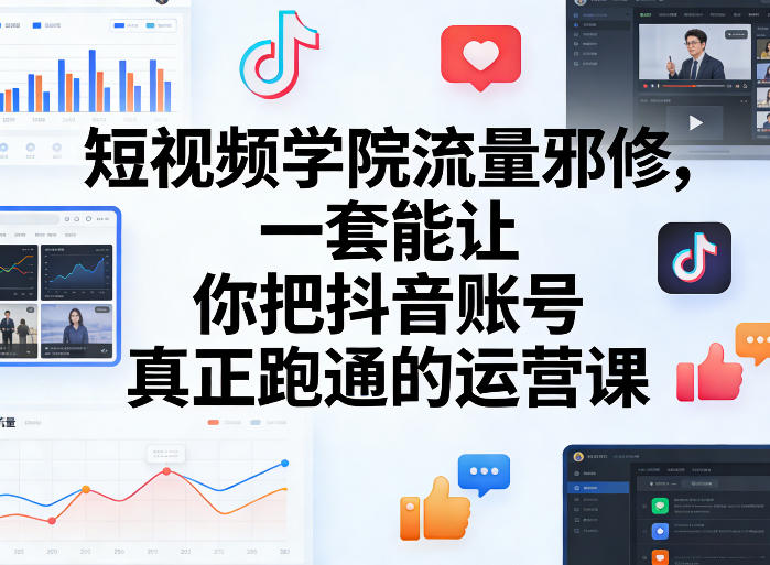 短视频学院流量邪修，一套能让你把抖音账号真正跑通的运营课-知行阁轻创网-分享网络赚钱项目-全网首发副业项目实操平台-副业创业项目网