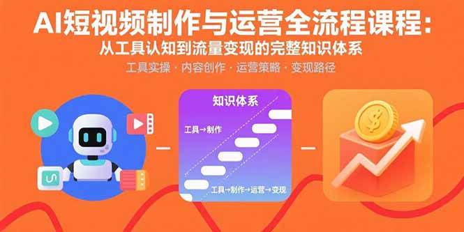 （15863期）AI短视频制作与运营全流程课程：从工具认知到流量变现的完整知识体系-知行阁轻创网-分享网络赚钱项目-全网首发副业项目实操平台-副业创业项目网