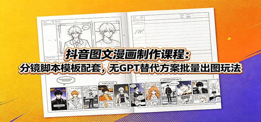 抖音图文漫画制作课程：分镜脚本模板配套，无GPT替代方案批量出图玩法-知行阁轻创网-分享网络赚钱项目-全网首发副业项目实操平台-副业创业项目网