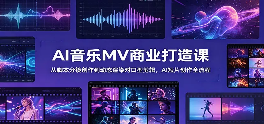 AI音乐MV商业打造课：从脚本分镜创作到动态渲染对口型剪辑，AI短片创作全流程-知行阁轻创网-分享网络赚钱项目-全网首发副业项目实操平台-副业创业项目网
