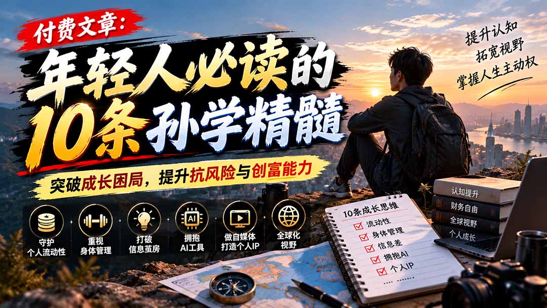 付费文章：年轻人必读的10条孙学精髓，突破成长困局，提升抗风险与创富能力-知行阁轻创网-分享网络赚钱项目-全网首发副业项目实操平台-副业创业项目网