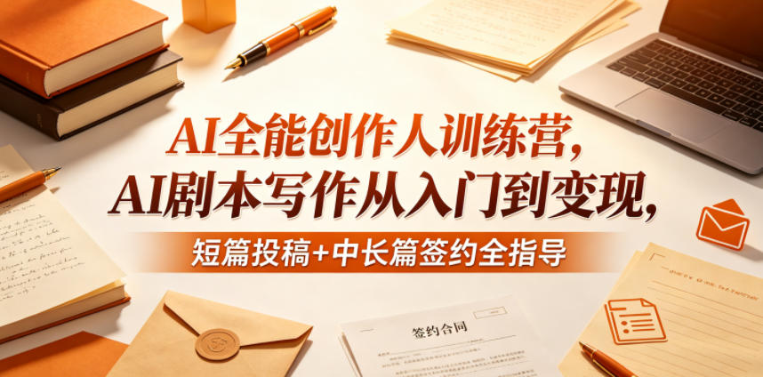 AI全能创作人训练营，AI剧本写作从入门到变现，短篇投稿+中长篇签约全指导-知行阁轻创网-分享网络赚钱项目-全网首发副业项目实操平台-副业创业项目网