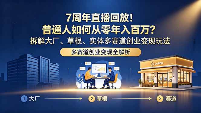（18894期）7周年直播回放！普通人如何从零年入百万？拆解大厂、草根、实体多赛道创业变现玩法-知行阁轻创网-分享网络赚钱项目-全网首发副业项目实操平台-副业创业项目网