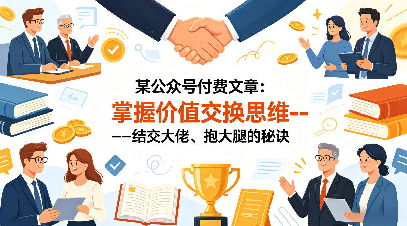 某公众号付费文章：掌握价值交换思维—-结交大佬、抱大腿的秘诀-知行阁轻创网-分享网络赚钱项目-全网首发副业项目实操平台-副业创业项目网