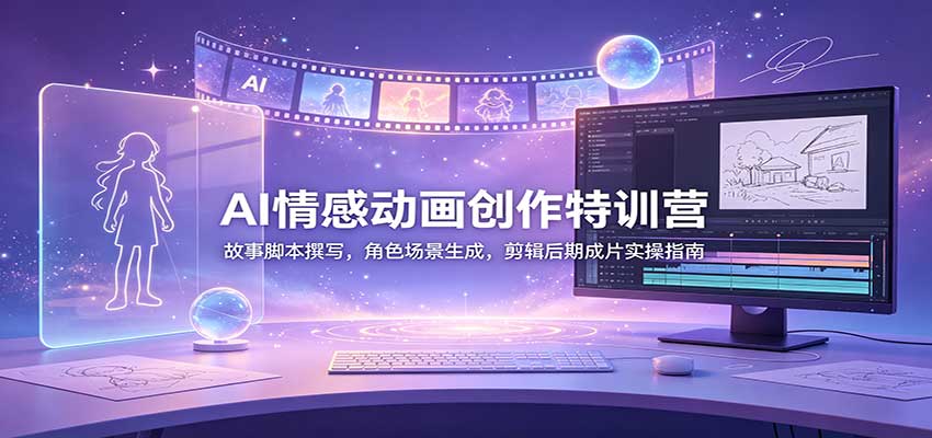 AI情感动画创作特训营：故事脚本撰写，角色场景生成，剪辑后期成片实操指南-知行阁轻创网-分享网络赚钱项目-全网首发副业项目实操平台-副业创业项目网