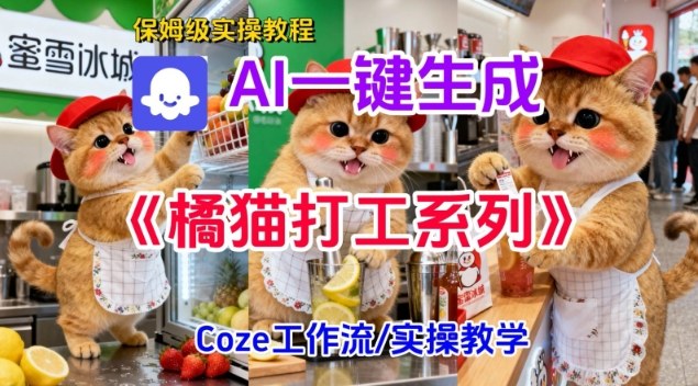 Coze扣子工作流一键生成胖橘猫打工短视频，保姆级实操搭建教学-知行阁轻创网-分享网络赚钱项目-全网首发副业项目实操平台-副业创业项目网
