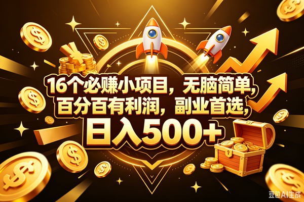 （18440期）16个必赚钱的小项目，百分百赚米，无脑简单，副业首选，日入300+-知行阁轻创网-分享网络赚钱项目-全网首发副业项目实操平台-副业创业项目网