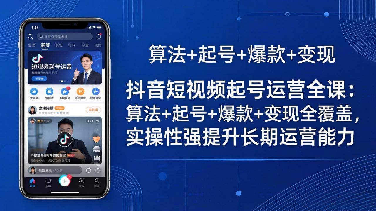 （18071期）抖音短视频起号运营全课：算法+起号+爆款+变现全覆盖，实操性强提升长期运营能力-知行阁轻创网-分享网络赚钱项目-全网首发副业项目实操平台-副业创业项目网