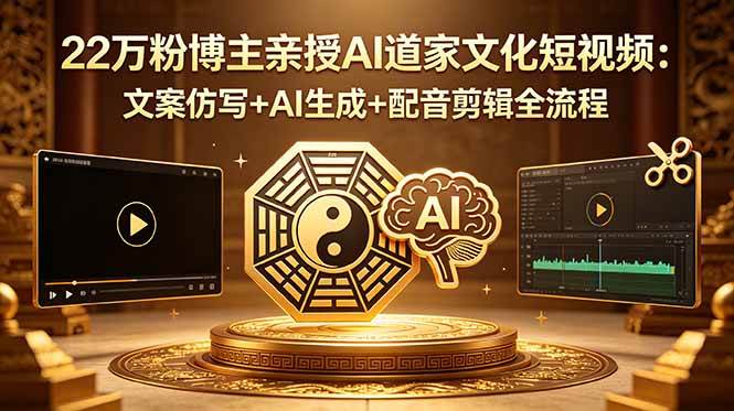 （18580期）22万粉博主亲授AI道家文化短视频：文案仿写+AI生成+配音剪辑全流程-知行阁轻创网-分享网络赚钱项目-全网首发副业项目实操平台-副业创业项目网