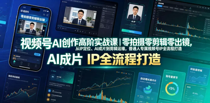 视频号AI创作高阶实战课｜零拍摄零剪辑零出镜，从IP定位、AI成片到剪辑运维，普通人专属视频号IP全流程打造-知行阁轻创网-分享网络赚钱项目-全网首发副业项目实操平台-副业创业项目网