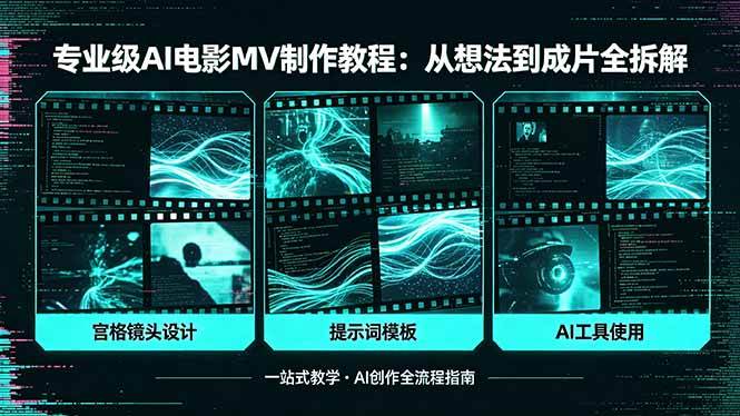 （18295期）专业级AI电影MV制作教程，从想法到成片全拆解，宫格镜头+提示词模板+AI工具一站式教学-知行阁轻创网-分享网络赚钱项目-全网首发副业项目实操平台-副业创业项目网