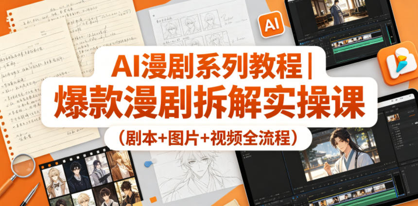 AI漫剧系列教程｜爆款漫剧拆解实操课（剧本+图片+视频全流程）-知行阁轻创网-分享网络赚钱项目-全网首发副业项目实操平台-副业创业项目网
