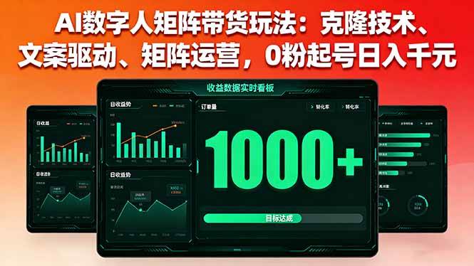 （16050期）AI数字人矩阵带货玩法：克隆技术、文案驱动、矩阵运营，0粉起号日入千元-知行阁轻创网-分享网络赚钱项目-全网首发副业项目实操平台-副业创业项目网