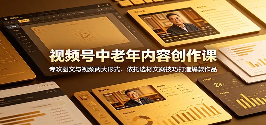 视频号中老年内容创作课：专攻图文与视频两大形式，依托选材文案技巧打造爆款作品-知行阁轻创网-分享网络赚钱项目-全网首发副业项目实操平台-副业创业项目网