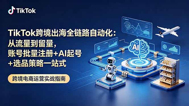 （18907期）TikTok跨境出海全链路自动化：从流量到留量，账号批量注册+AI起号+选品策略一站式-知行阁轻创网-分享网络赚钱项目-全网首发副业项目实操平台-副业创业项目网