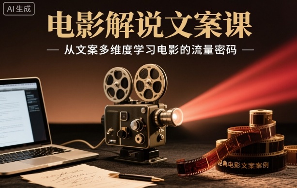 电影解说文案课,从文案多维度学习电影的流量密码-知行阁轻创网-分享网络赚钱项目-全网首发副业项目实操平台-副业创业项目网