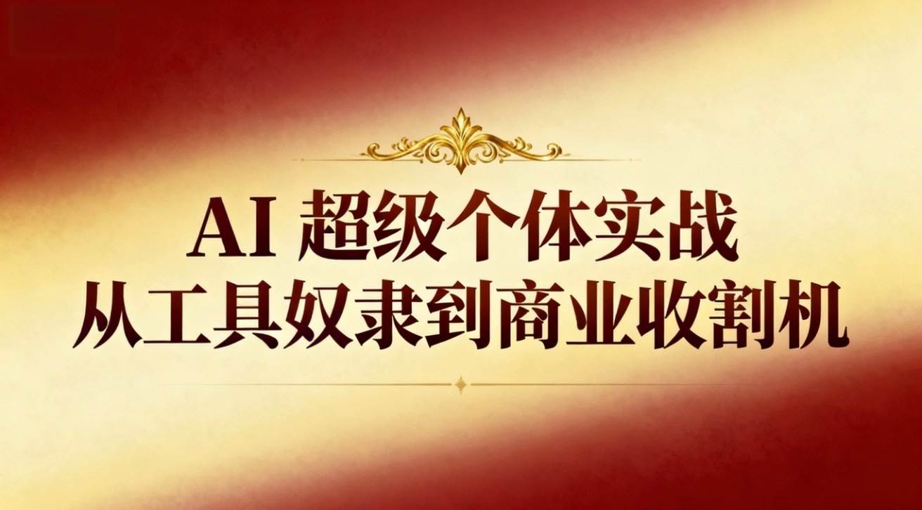 （16718期）AI超级个体实战：从工具奴隶到商业收割机-知行阁轻创网-分享网络赚钱项目-全网首发副业项目实操平台-副业创业项目网