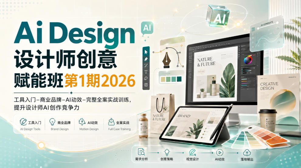 Ai Design设计师创意赋能班第1期2026｜工具入门‑商业品牌‑AI动效‑完整全案实战训练，提升设计师AI创作竞争力-知行阁轻创网-分享网络赚钱项目-全网首发副业项目实操平台-副业创业项目网