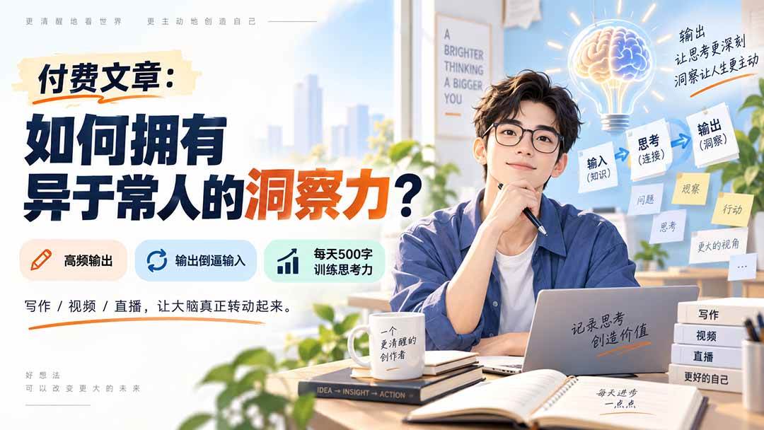 (20558期)付费文章:如何拥有异于常人的洞察力?-知行阁轻创网-分享网络赚钱项目-全网首发副业项目实操平台-副业创业项目网
