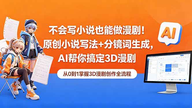（18512期）不会写小说也能做漫剧！原创小说写法+分镜词生成，AI帮你搞定3D漫剧-知行阁轻创网-分享网络赚钱项目-全网首发副业项目实操平台-副业创业项目网