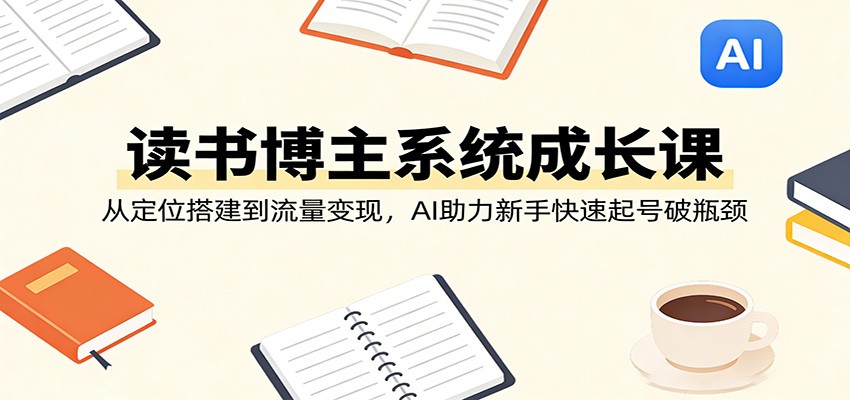 读书博主系统成长课：从定位搭建到流量变现，AI助力新手快速起号破瓶颈-知行阁轻创网-分享网络赚钱项目-全网首发副业项目实操平台-副业创业项目网