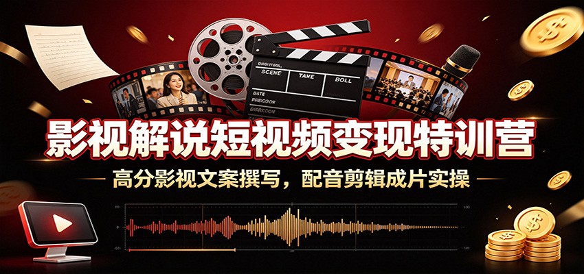 影视解说短视频变现特训营:高分影视文案撰写,配音剪辑成片实操-知行阁轻创网-分享网络赚钱项目-全网首发副业项目实操平台-副业创业项目网
