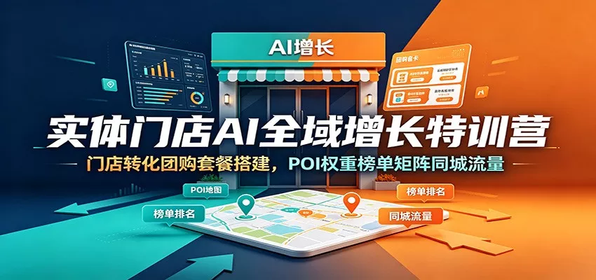 实体门店AI全域增长特训营：门店转化团购套餐搭建，POI权重榜单矩阵同城流量-知行阁轻创网-分享网络赚钱项目-全网首发副业项目实操平台-副业创业项目网