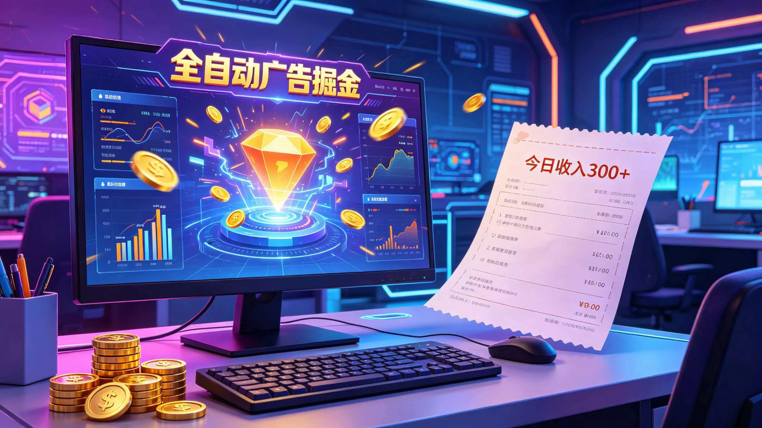全自动广告掘金，日入300+。全程Ai自动化运行，解放双手，时间自由。收益稳定-知行阁轻创网-分享网络赚钱项目-全网首发副业项目实操平台-副业创业项目网