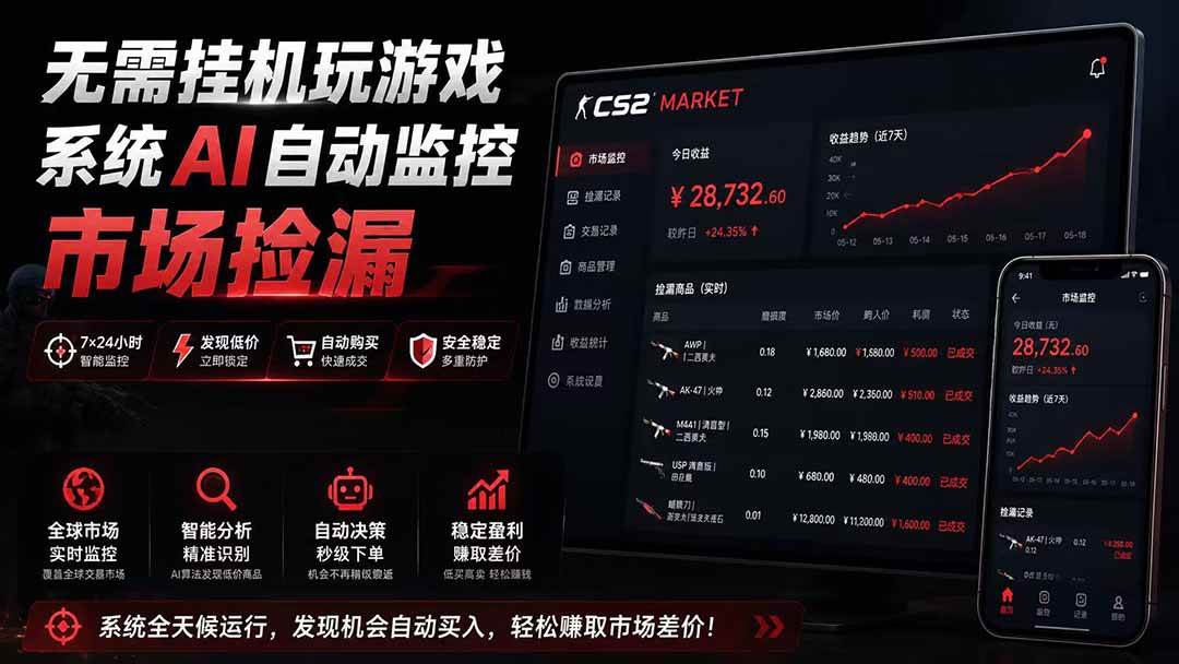 （19555期）系统AI自动监控市场捡漏，不用玩游戏|只需要一部手机|支持任何形式数据验证-知行阁轻创网-分享网络赚钱项目-全网首发副业项目实操平台-副业创业项目网