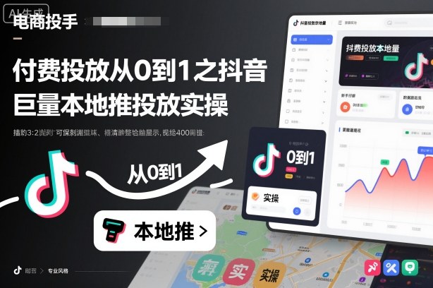付费投放从0到1之抖音巨量本地推投放实操-知行阁轻创网-分享网络赚钱项目-全网首发副业项目实操平台-副业创业项目网