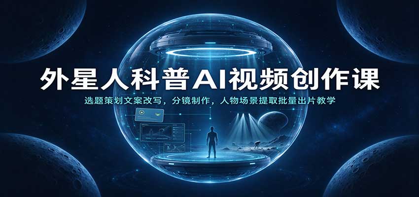外星人科普AI视频创作课：选题策划文案改写，分镜制作，人物场景提取批量出片教学-知行阁轻创网-分享网络赚钱项目-全网首发副业项目实操平台-副业创业项目网