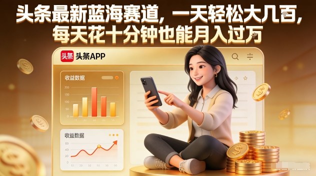 头条最新蓝海赛道，一天轻松大几张，每天花十分钟也能月入过1W【揭秘】-知行阁轻创网-分享网络赚钱项目-全网首发副业项目实操平台-副业创业项目网