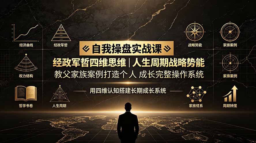 自我操盘实战课：经政军哲四维思维｜人生周期战略势能｜教父家族案例打造个人成长完整操作系统-知行阁轻创网-分享网络赚钱项目-全网首发副业项目实操平台-副业创业项目网
