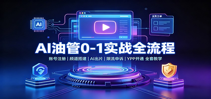 AI油管0-1实战：账号注册频道搭建，AI出片，限流申诉，YPP开通全套教学-知行阁轻创网-分享网络赚钱项目-全网首发副业项目实操平台-副业创业项目网