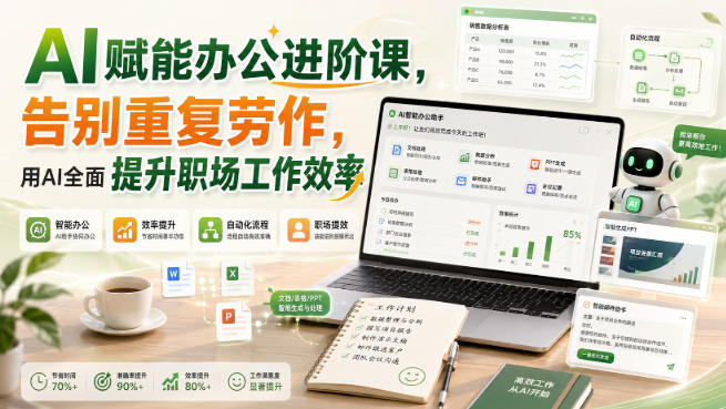 AI赋能办公进阶课，告别重复劳作，用AI全面提升职场工作效率-知行阁轻创网-分享网络赚钱项目-全网首发副业项目实操平台-副业创业项目网