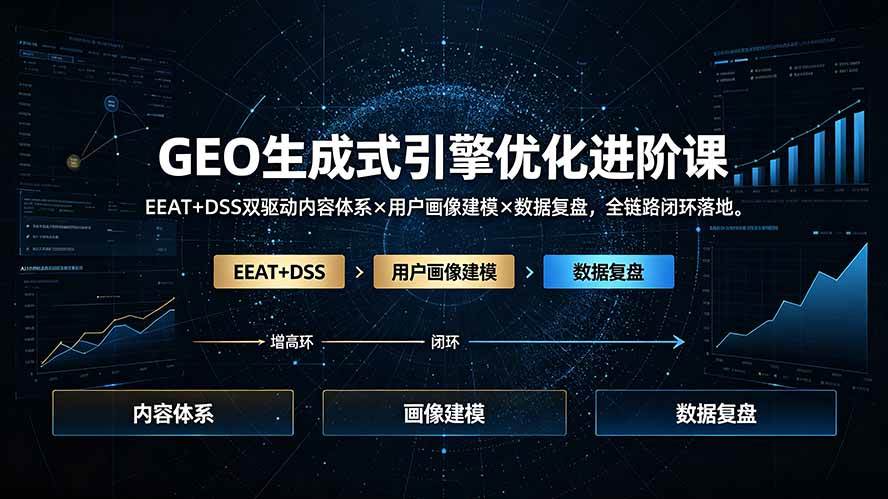 （19269期）GEO生成式引擎优化进阶课：EEAT+DSS双驱动内容体系×用户画像建模×数据复盘，全链路闭环落地-知行阁轻创网-分享网络赚钱项目-全网首发副业项目实操平台-副业创业项目网