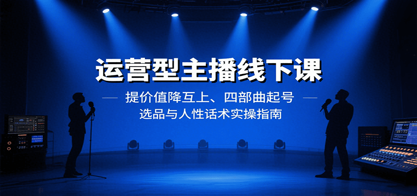 运营型主播线下课：提价值降互上、四部曲起号、选品与人性话术实操指南-知行阁轻创网-分享网络赚钱项目-全网首发副业项目实操平台-副业创业项目网