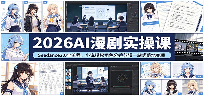 2026AI漫剧实操课：Seedance2.0全流程，小说授权角色分镜剪辑一站式落地变现-知行阁轻创网-分享网络赚钱项目-全网首发副业项目实操平台-副业创业项目网