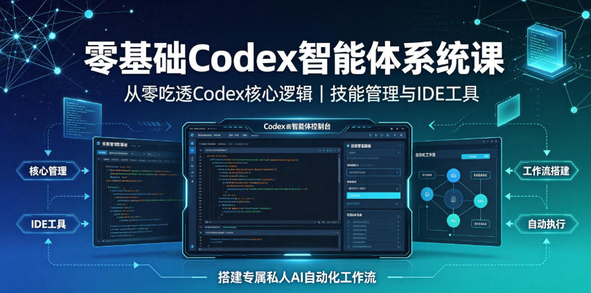 零基础Codex智能体系统课｜从零吃透Codex核心逻辑、技能管理与IDE工具，搭建专属私人AI自动化工作流-知行阁轻创网-分享网络赚钱项目-全网首发副业项目实操平台-副业创业项目网