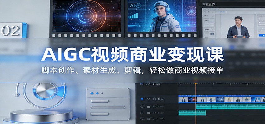 AIGC视频商业变现课：脚本创作、素材生成、剪辑，轻松做商业视频接单-知行阁轻创网-分享网络赚钱项目-全网首发副业项目实操平台-副业创业项目网