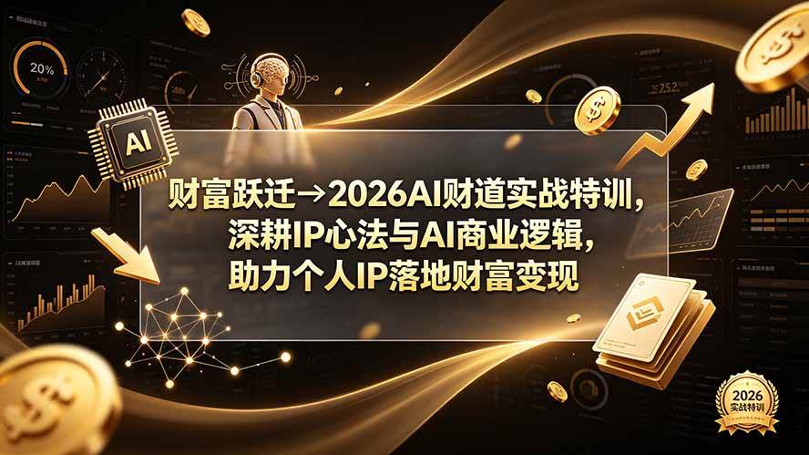 （19547期）财富跃迁→2026AI财道实战特训，深耕IP心法与AI商业逻辑，助力个人IP落地财富变现-知行阁轻创网-分享网络赚钱项目-全网首发副业项目实操平台-副业创业项目网