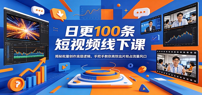 日更100条短视频线下课：揭秘批量创作底层逻辑，手把手教你高效出片抢占流量风口-知行阁轻创网-分享网络赚钱项目-全网首发副业项目实操平台-副业创业项目网