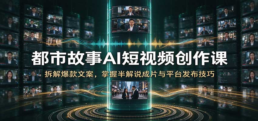 都市故事AI短视频创作课：拆解爆款文案，掌握半解说成片与平台发布技巧-知行阁轻创网-分享网络赚钱项目-全网首发副业项目实操平台-副业创业项目网