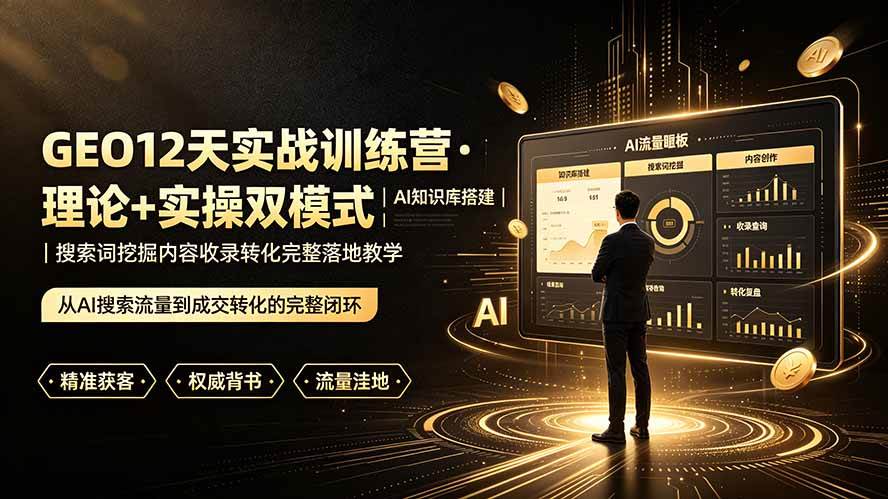 （19277期）GEO12天实战训练营·理论+实操双模式｜AI知识库搭建｜搜索词挖掘内容收录转化完整落地教学-知行阁轻创网-分享网络赚钱项目-全网首发副业项目实操平台-副业创业项目网
